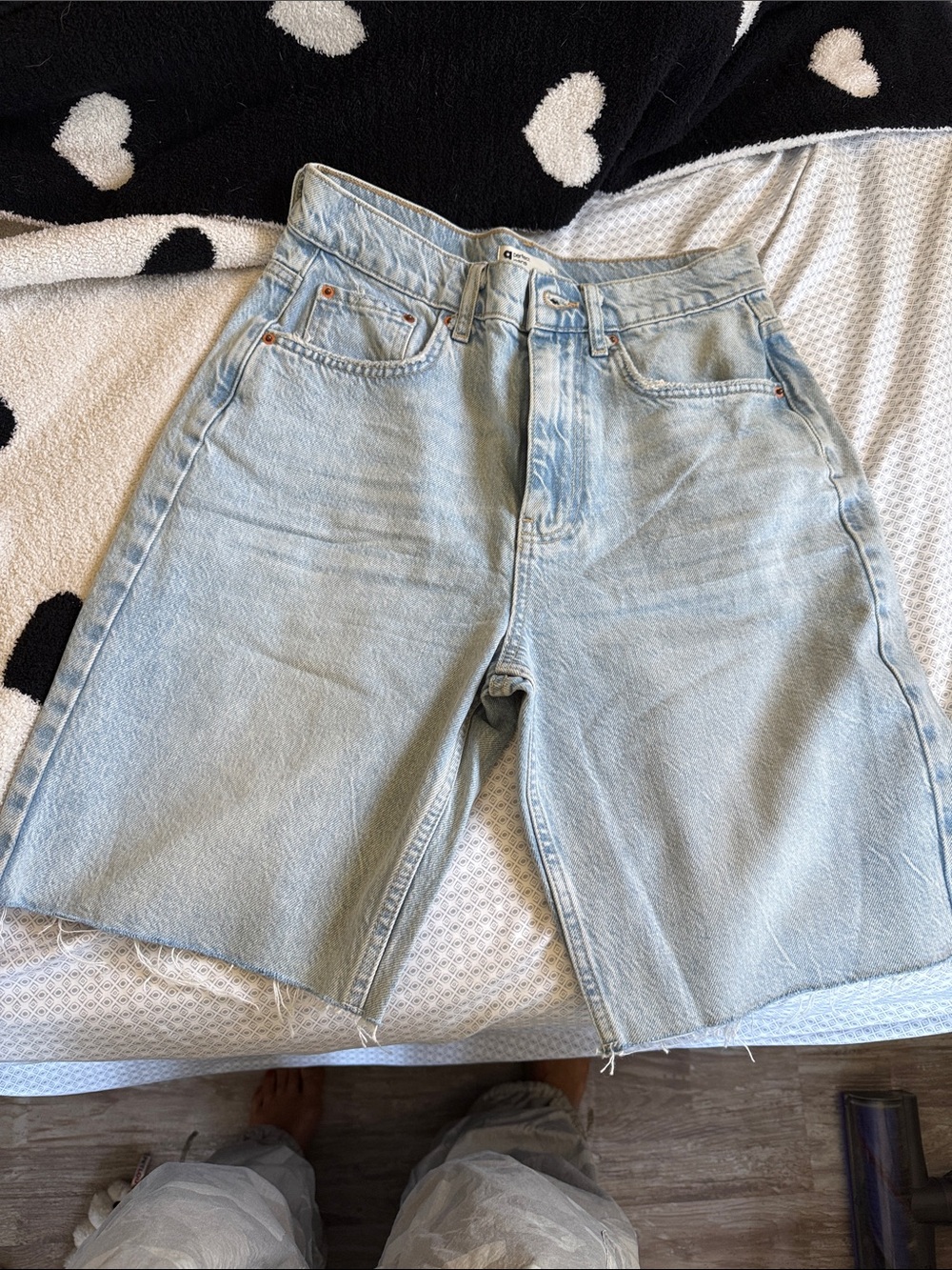 High-Rise Light Blue Denim Jean Shorts
